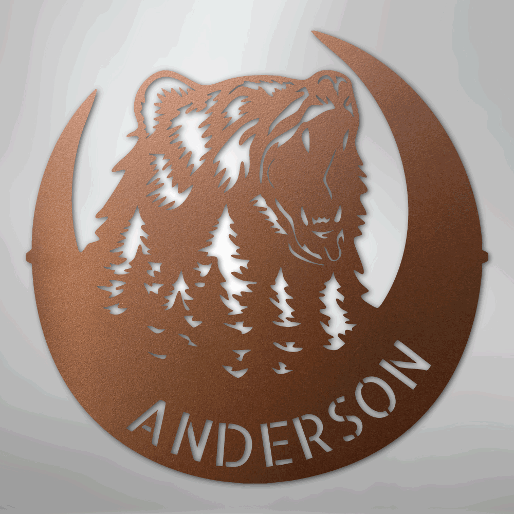 Roaring Bear Monogram - Steel Sign - Giftinum