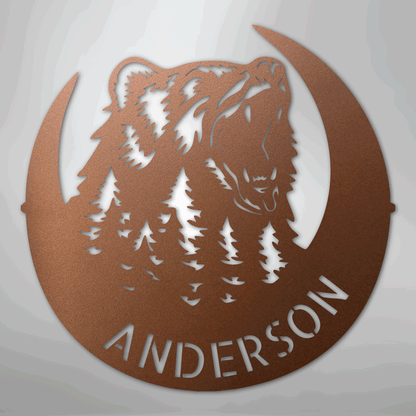 Roaring Bear Monogram - Steel Sign - Giftinum