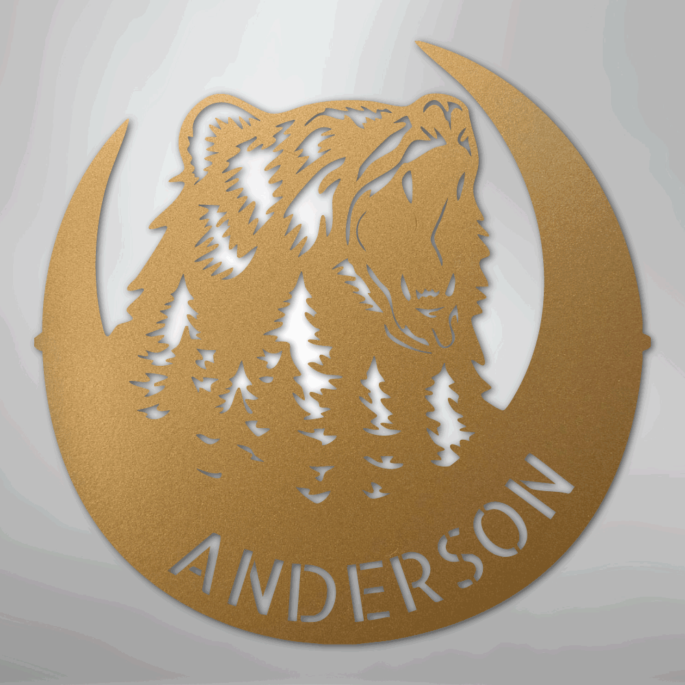 Roaring Bear Monogram - Steel Sign - Giftinum