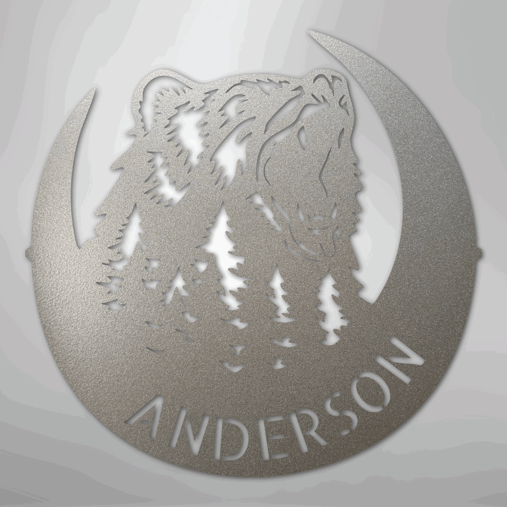 Roaring Bear Monogram - Steel Sign - Giftinum