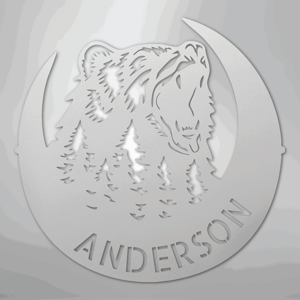 Roaring Bear Monogram - Steel Sign - Giftinum