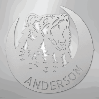 Roaring Bear Monogram - Steel Sign - Giftinum