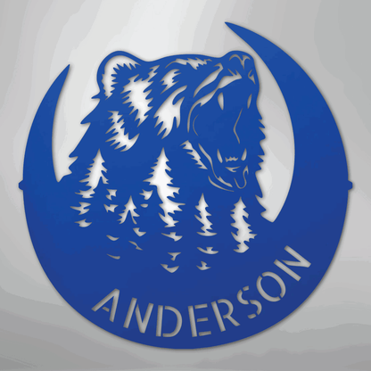 Roaring Bear Monogram - Steel Sign - Giftinum