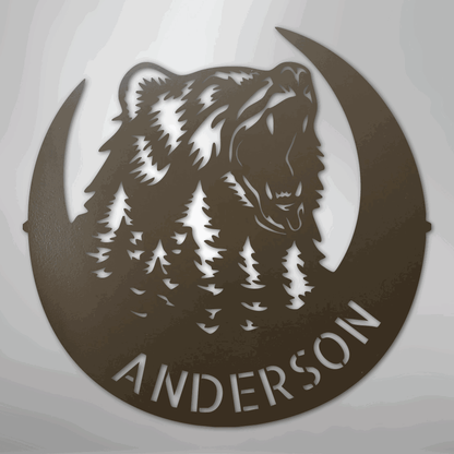 Roaring Bear Monogram - Steel Sign - Giftinum