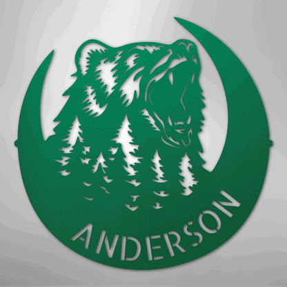 Roaring Bear Monogram - Steel Sign - Giftinum