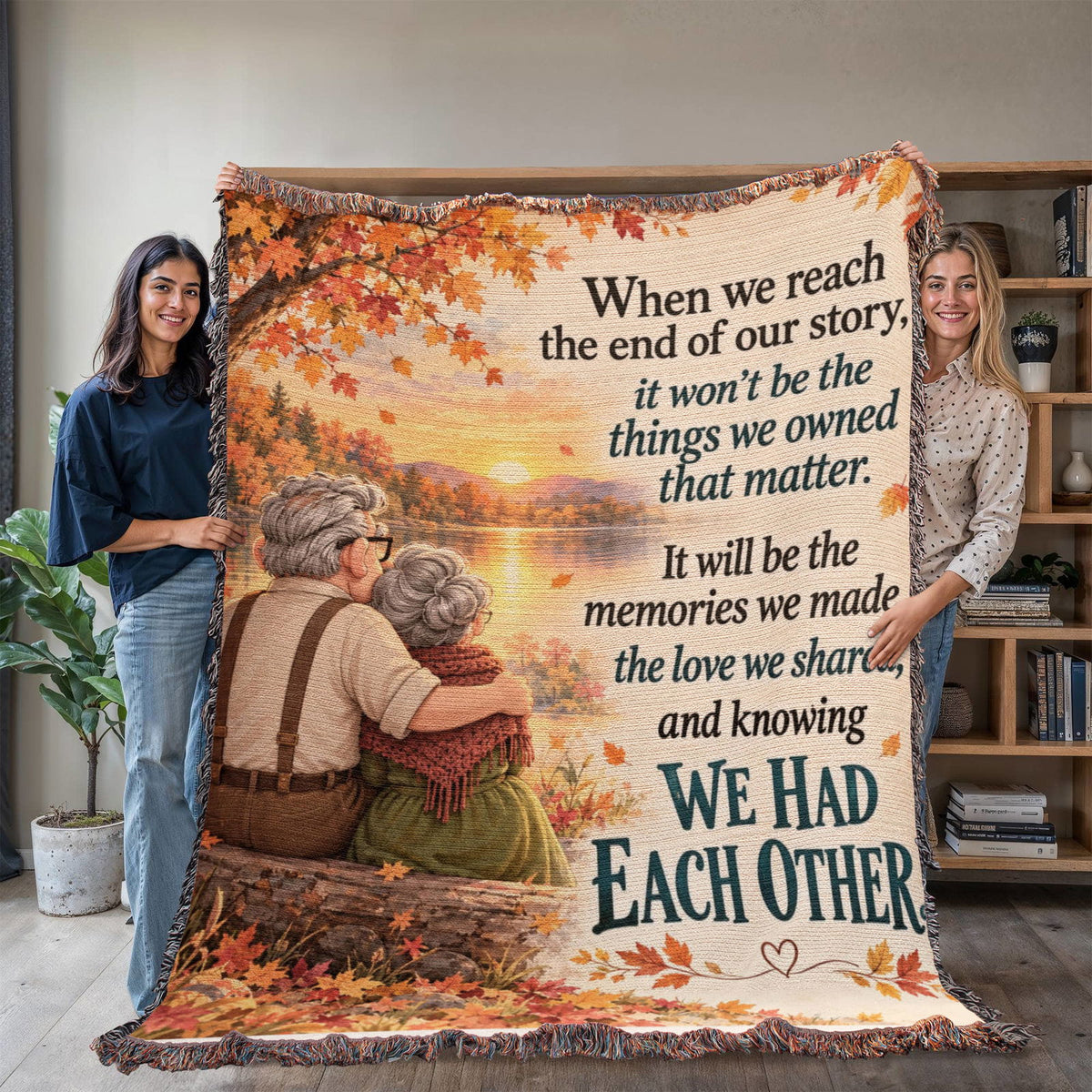 Romantic Autumn Love Story Woven Blanket Keepsake - Giftinum