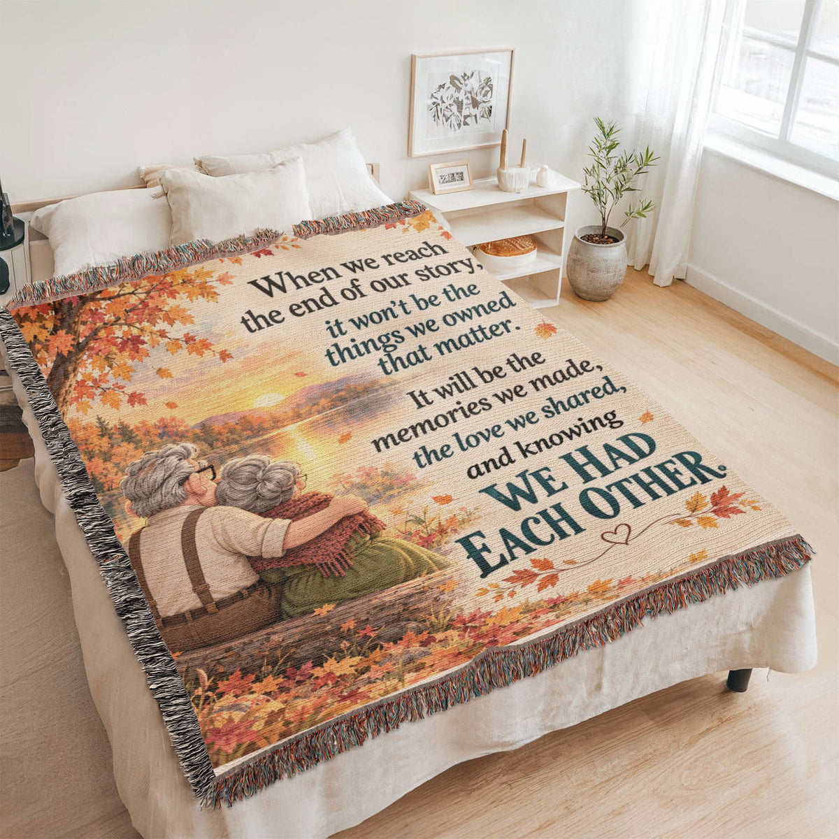 Romantic Autumn Love Story Woven Blanket Keepsake - Giftinum
