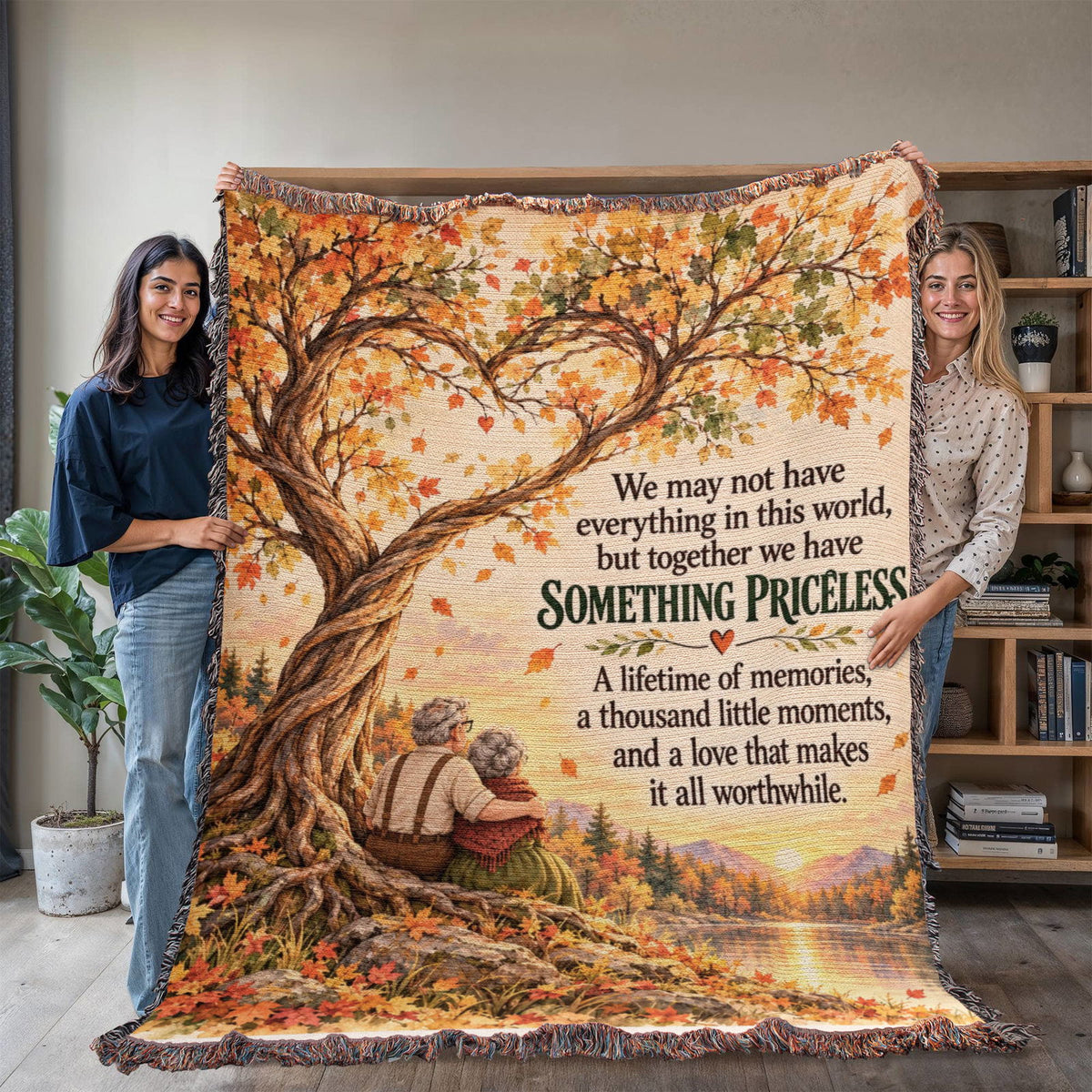 Romantic Autumn Love Story Woven Blanket Keepsake - Giftinum