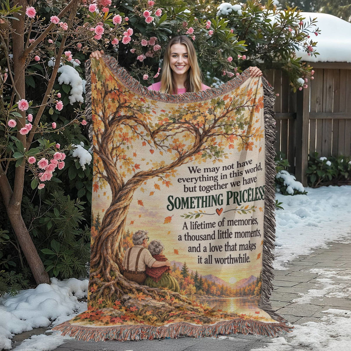 Romantic Autumn Love Story Woven Blanket Keepsake - Giftinum