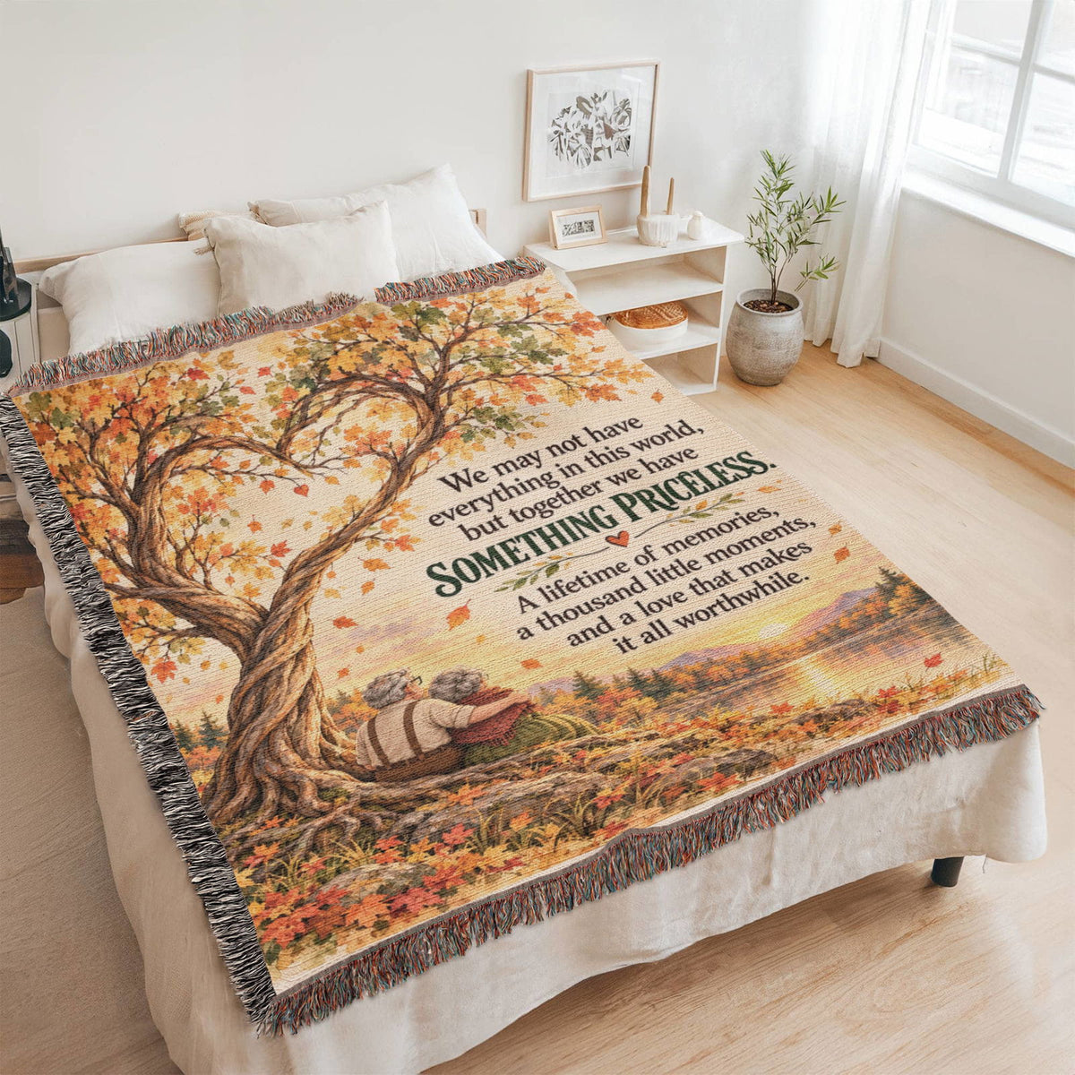 Romantic Autumn Love Story Woven Blanket Keepsake - Giftinum