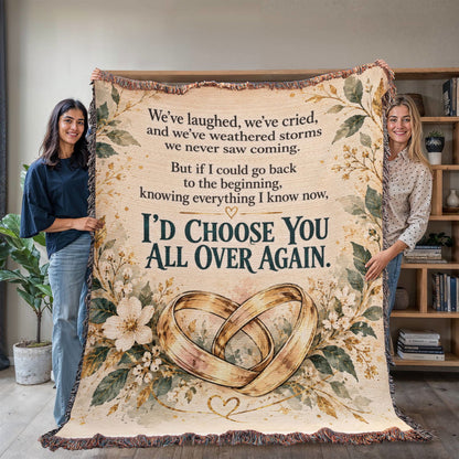 Romantic “I’d Choose You Again” Woven Keepsake Blanket - Giftinum