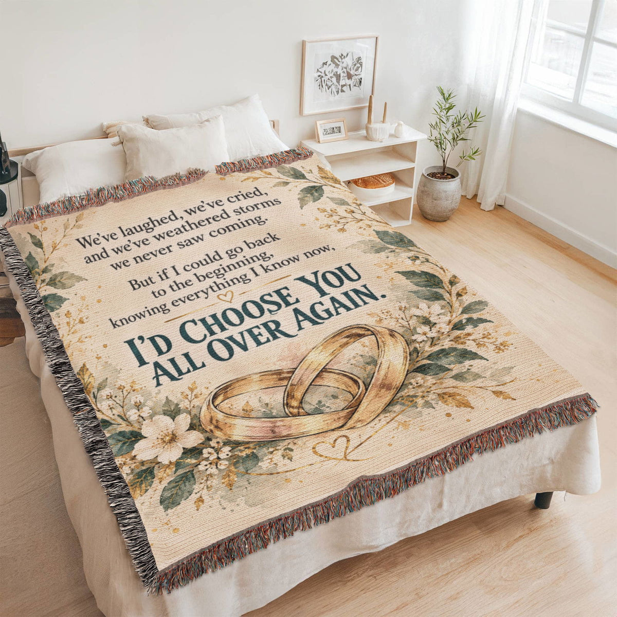 Romantic “I’d Choose You Again” Woven Keepsake Blanket - Giftinum
