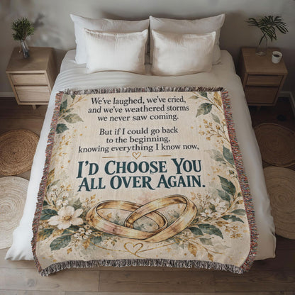 Romantic “I’d Choose You Again” Woven Keepsake Blanket - Giftinum