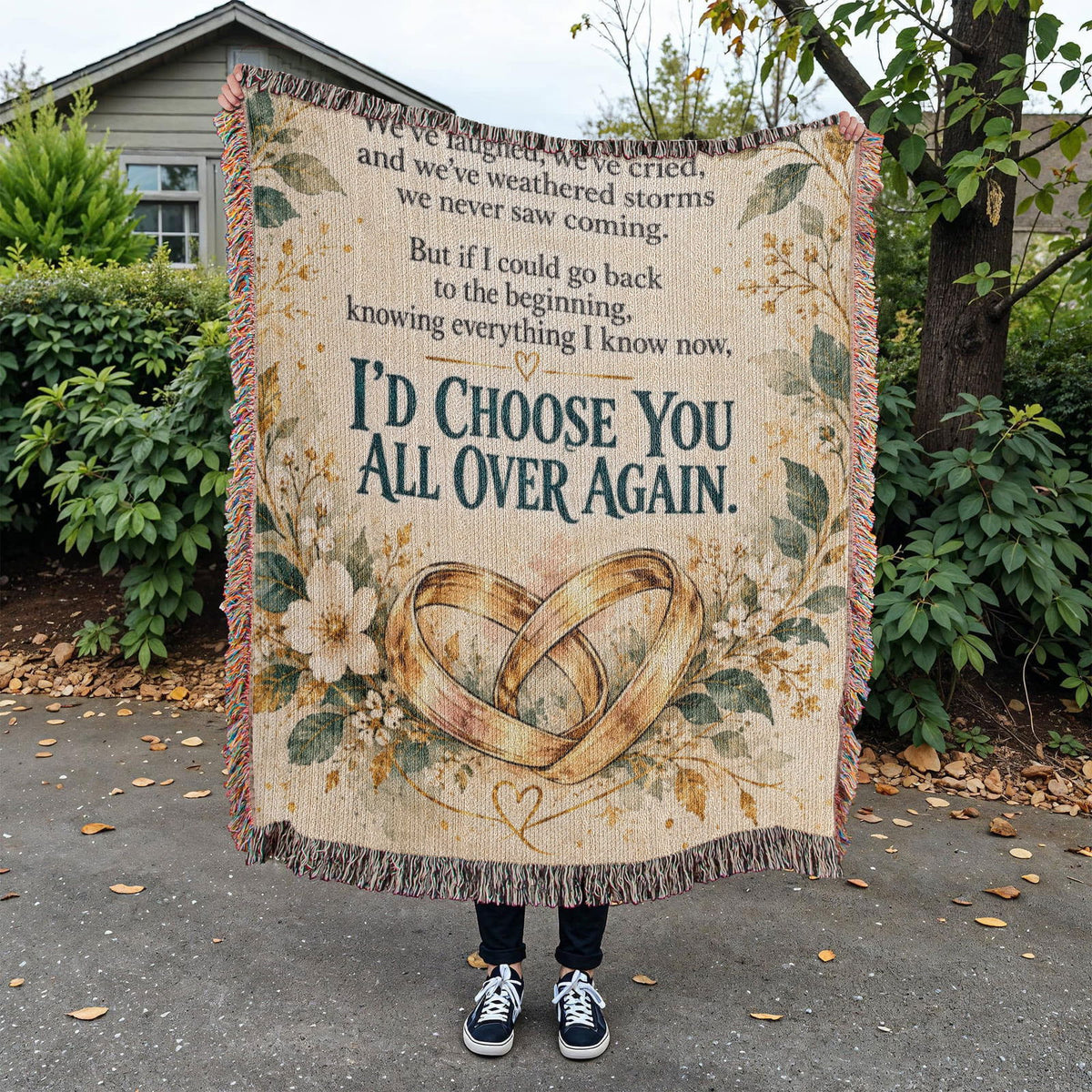 Romantic “I’d Choose You Again” Woven Keepsake Blanket - Giftinum