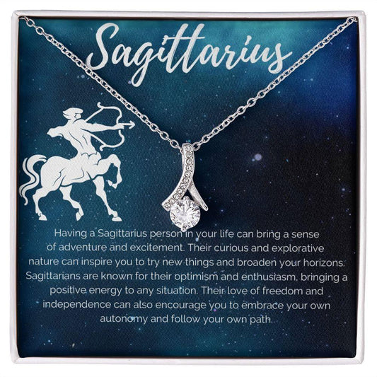 Sagittarius Zodiac Birthday Necklace 14K White Gold Finish / Standard Box Jewelry Giftinum