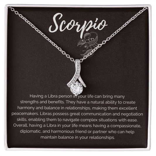 Scorpio Zodiac Birthday Necklace 14K White Gold Finish / Standard Box Jewelry Giftinum