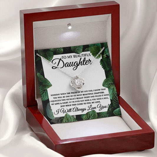 Someday when the pages of my life end - Daughter Necklace 14K White Gold Finish / Luxury Box w/LED Jewelry Giftinum