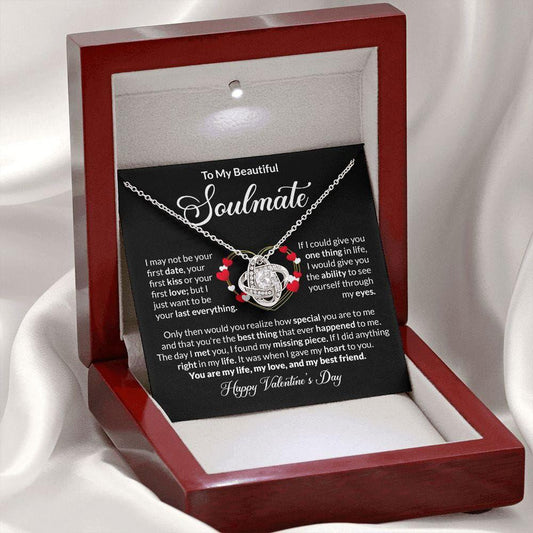 Soulmate Valentines Necklace - I may not be your first kiss 14K White Gold Finish / Luxury Box w/LED Jewelry Giftinum