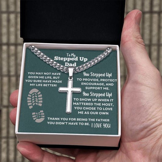 Step Up Dad Cross Necklace - You stepped up! - Giftinum