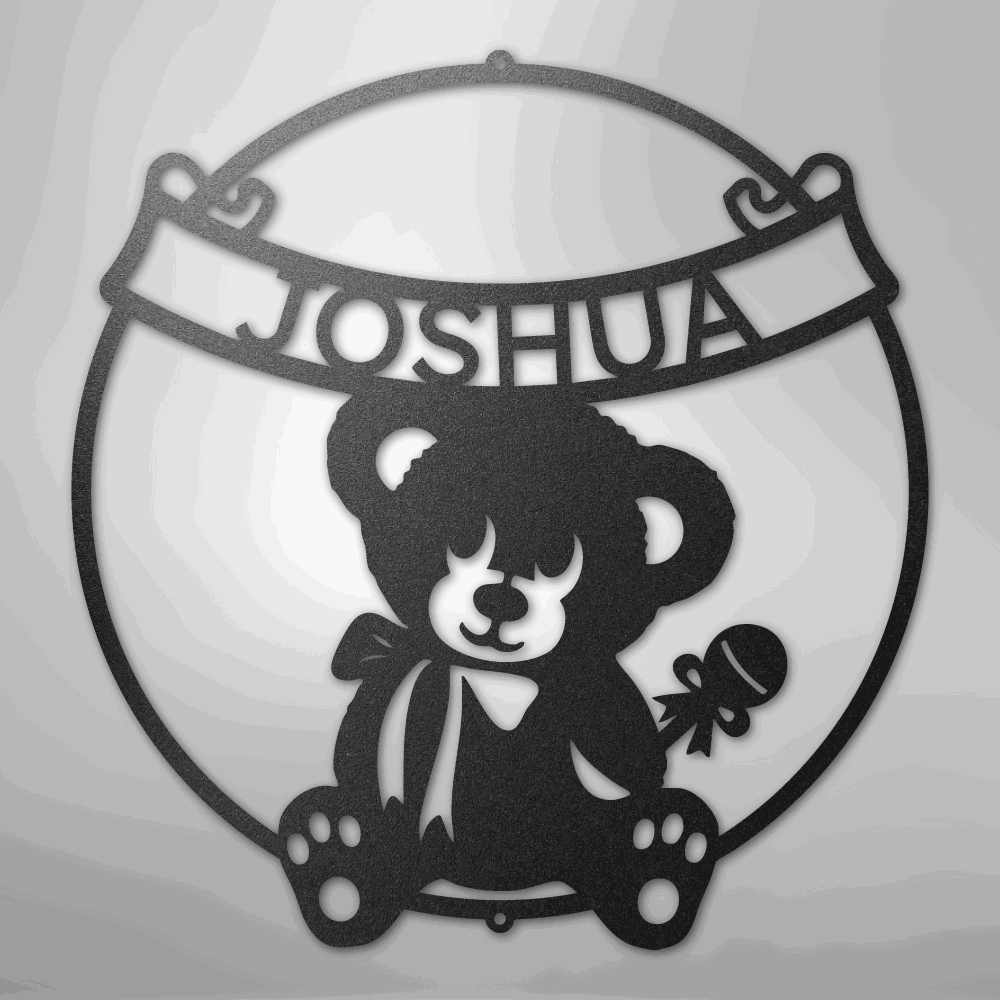 Teddy Banner Monogram - Steel Sign - Giftinum