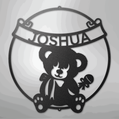 Teddy Banner Monogram - Steel Sign - Giftinum