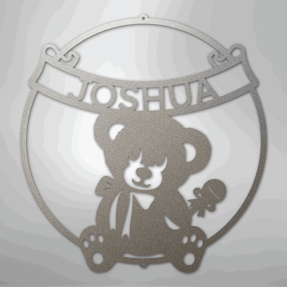 Teddy Banner Monogram - Steel Sign - Giftinum