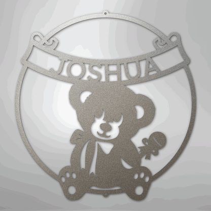 Teddy Banner Monogram - Steel Sign - Giftinum