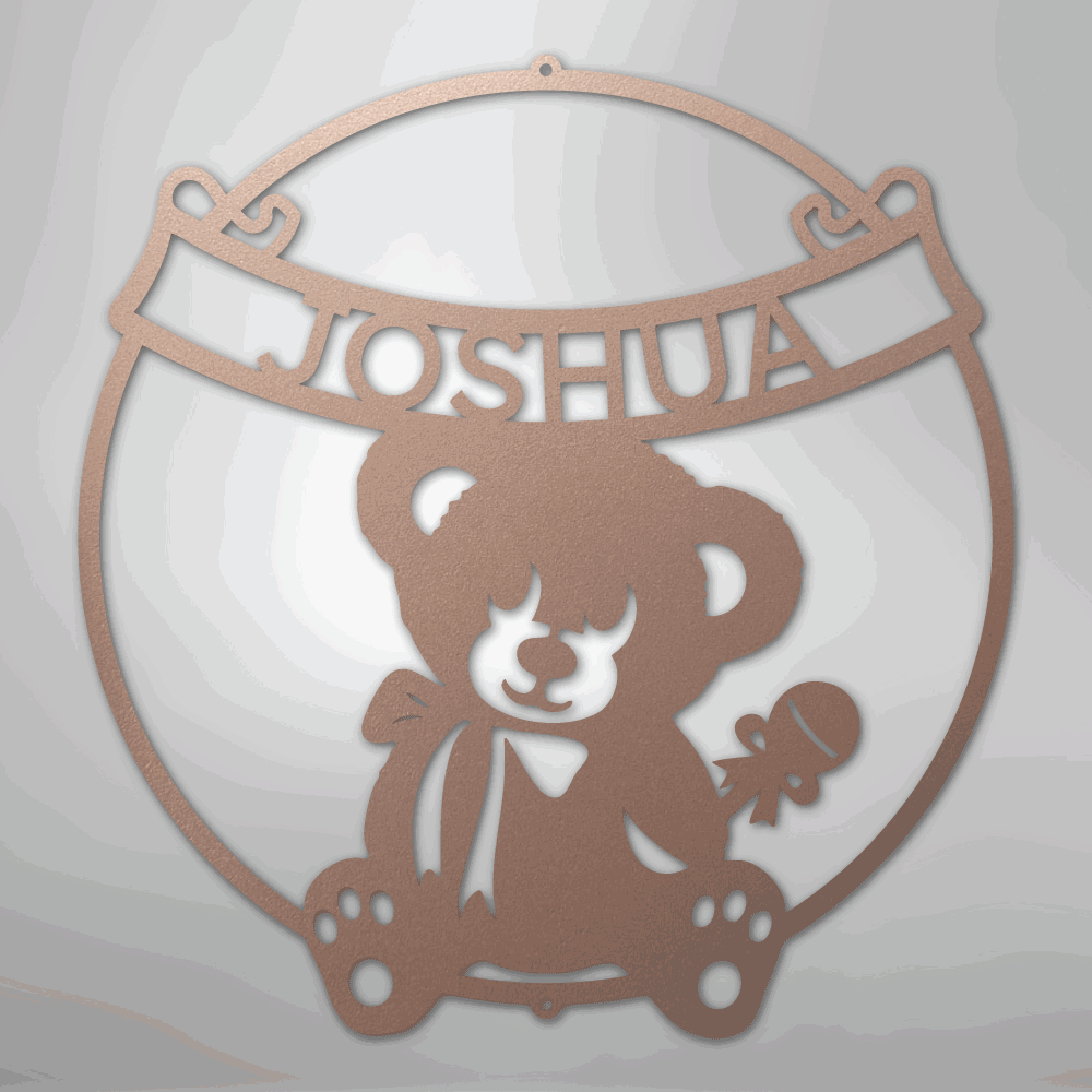 Teddy Banner Monogram - Steel Sign - Giftinum