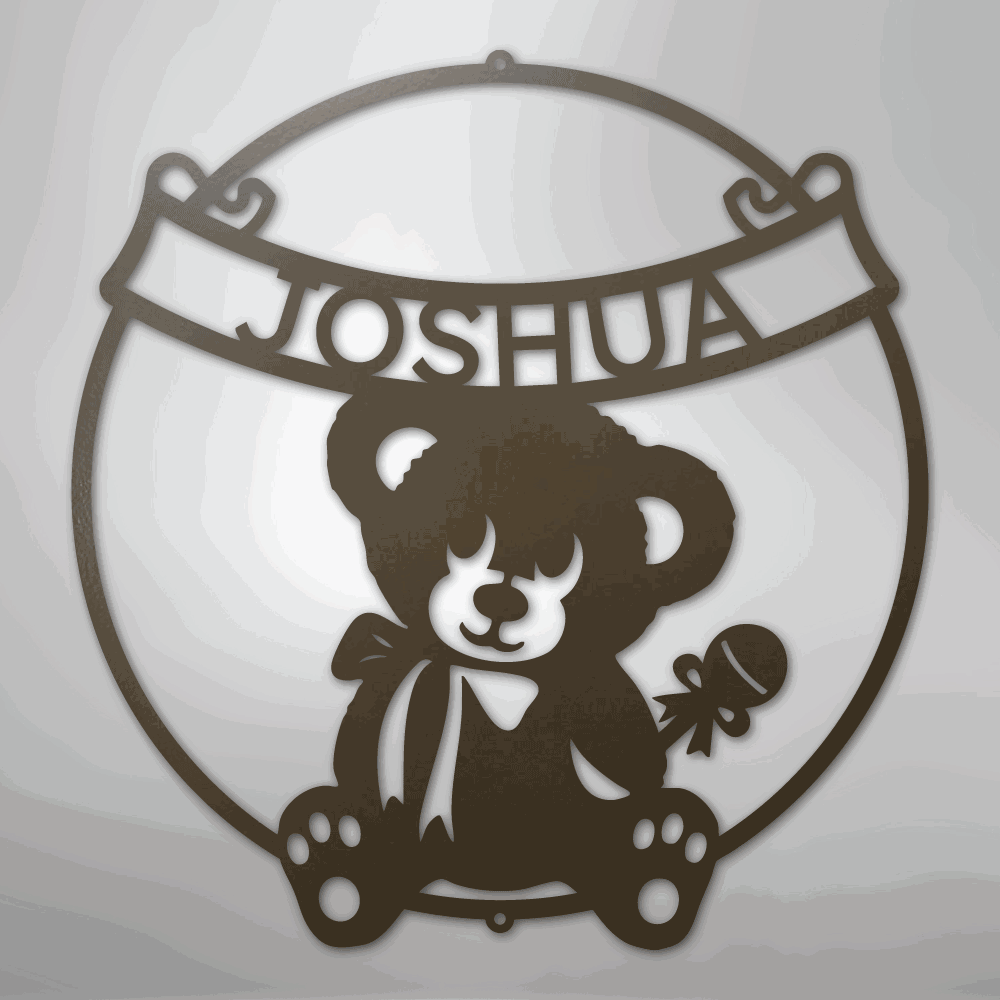 Teddy Banner Monogram - Steel Sign - Giftinum