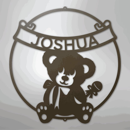 Teddy Banner Monogram - Steel Sign - Giftinum