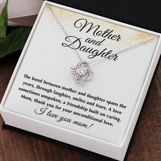 The Bond - Mother and Daughter Necklace 14K White Gold Finish / Two-Toned Box Jewelry Giftinum