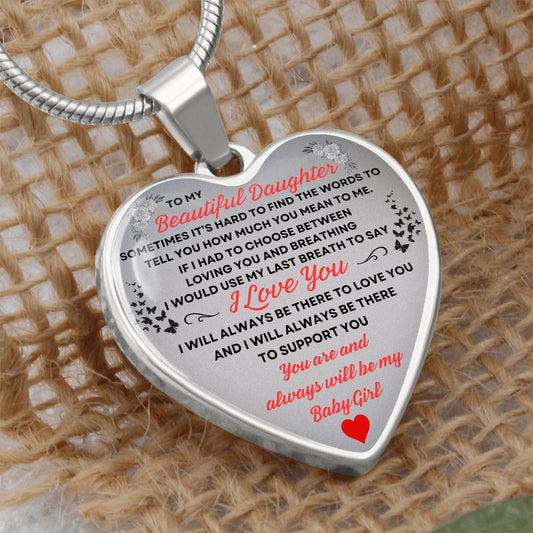 To Daughter Heart Necklace | Hard to find the words - Giftinum