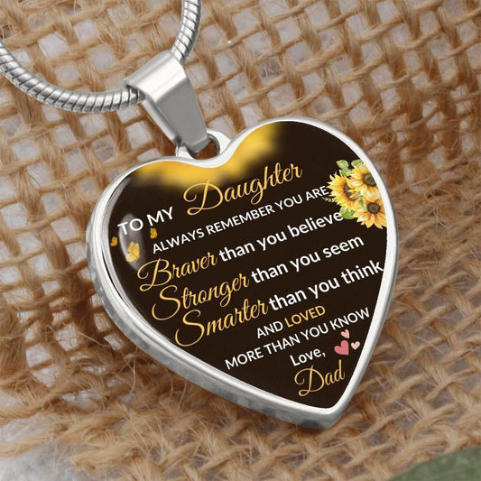 To Daughter Heart Necklace Love Dad - Giftinum
