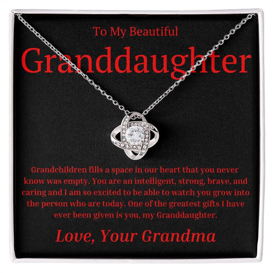 To Granddaughter from Grandma Love Knot Necklace - Grandchildren fills a space in our hearts - Giftinum