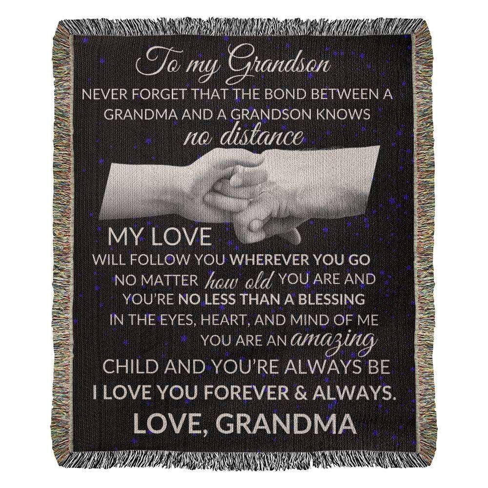 To Grandson Woven Blanket from Grandma - Bond knows no distance - Giftinum
