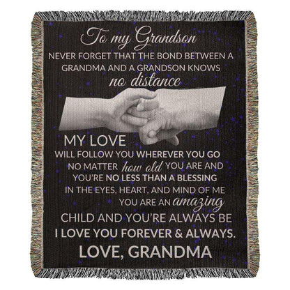 To Grandson Woven Blanket from Grandma - Bond knows no distance - Giftinum