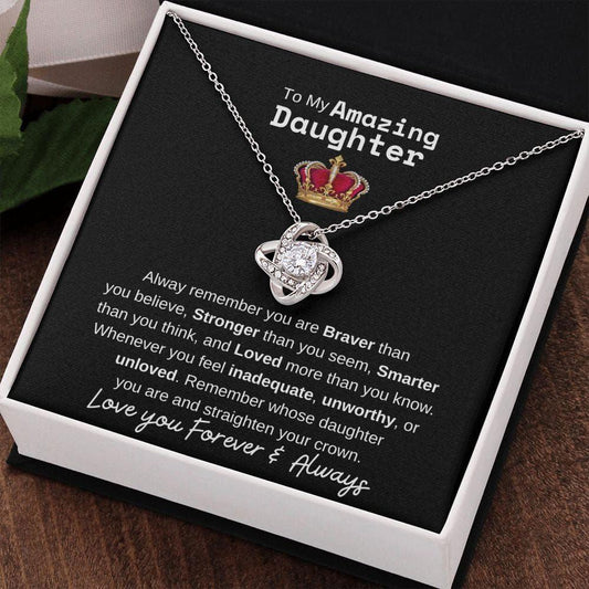To My Amazing Daughter - Always remember you are Braver 14K White Gold Finish / Two-Toned Box Jewelry Giftinum