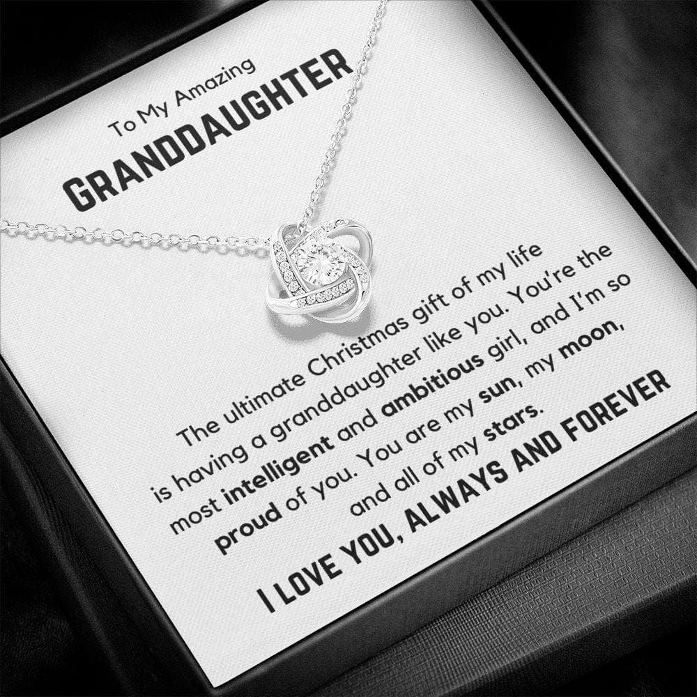 To My Amazing Granddaughter Love Knot Necklace- the ultimate Christmas gift 14K White Gold Finish / Standard Box Jewelry Giftinum