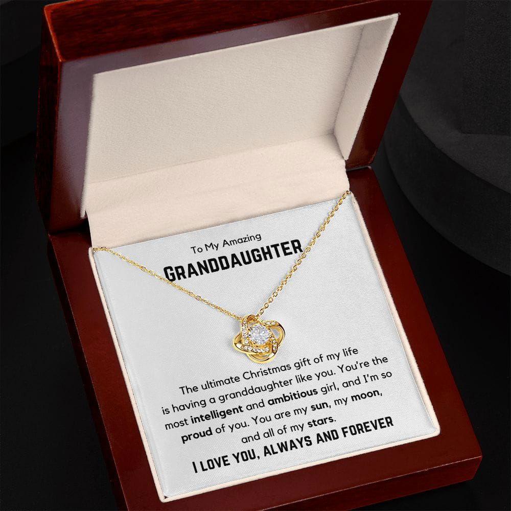 To My Amazing Granddaughter Love Knot Necklace- the ultimate Christmas gift 14K White Gold Finish / Standard Box Jewelry Giftinum