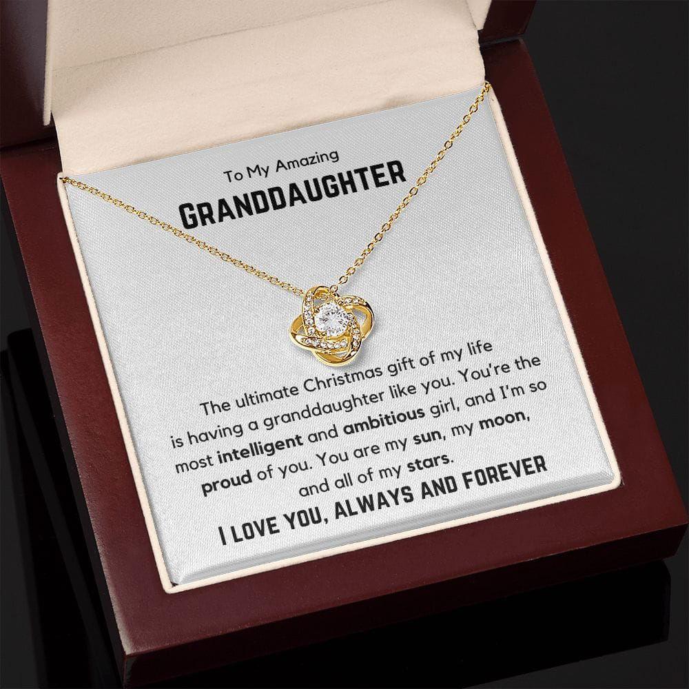 To My Amazing Granddaughter Love Knot Necklace- the ultimate Christmas gift 18K Yellow Gold Finish / Luxury Box Jewelry Giftinum