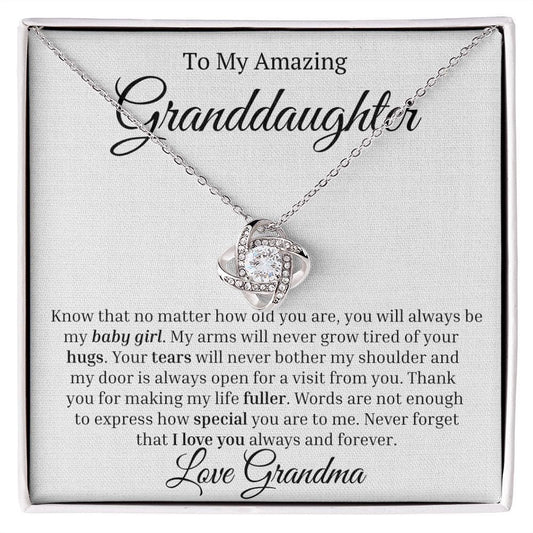 To My Amazing Granddaughter Love Knot Necklace From Grandma - Know that no matter how old you are - Giftinum
