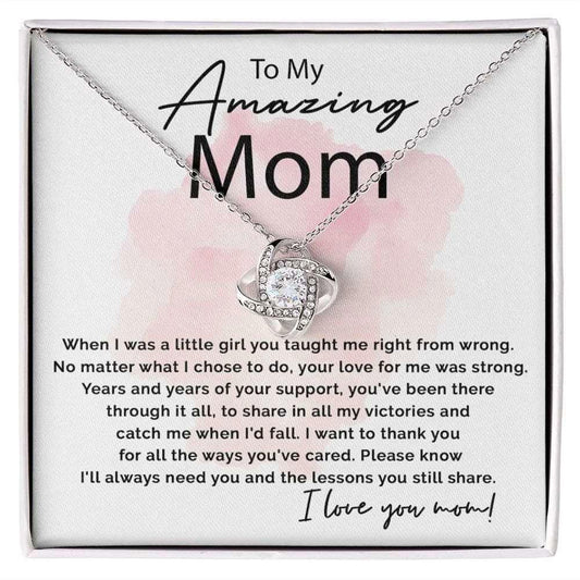 To My Amazing Mom - Thank You For All Love knot 14K White Gold Finish / Standard Box Jewelry Giftinum