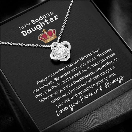 To My Badass Daughter - Always remember you are Braver 14K White Gold Finish / Standard Box Jewelry Giftinum