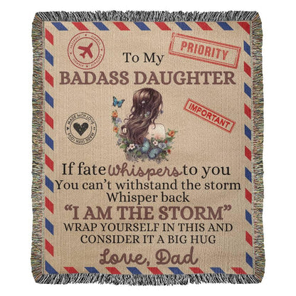To My Badass Daughter Heirloom Woven Blanket - Giftinum