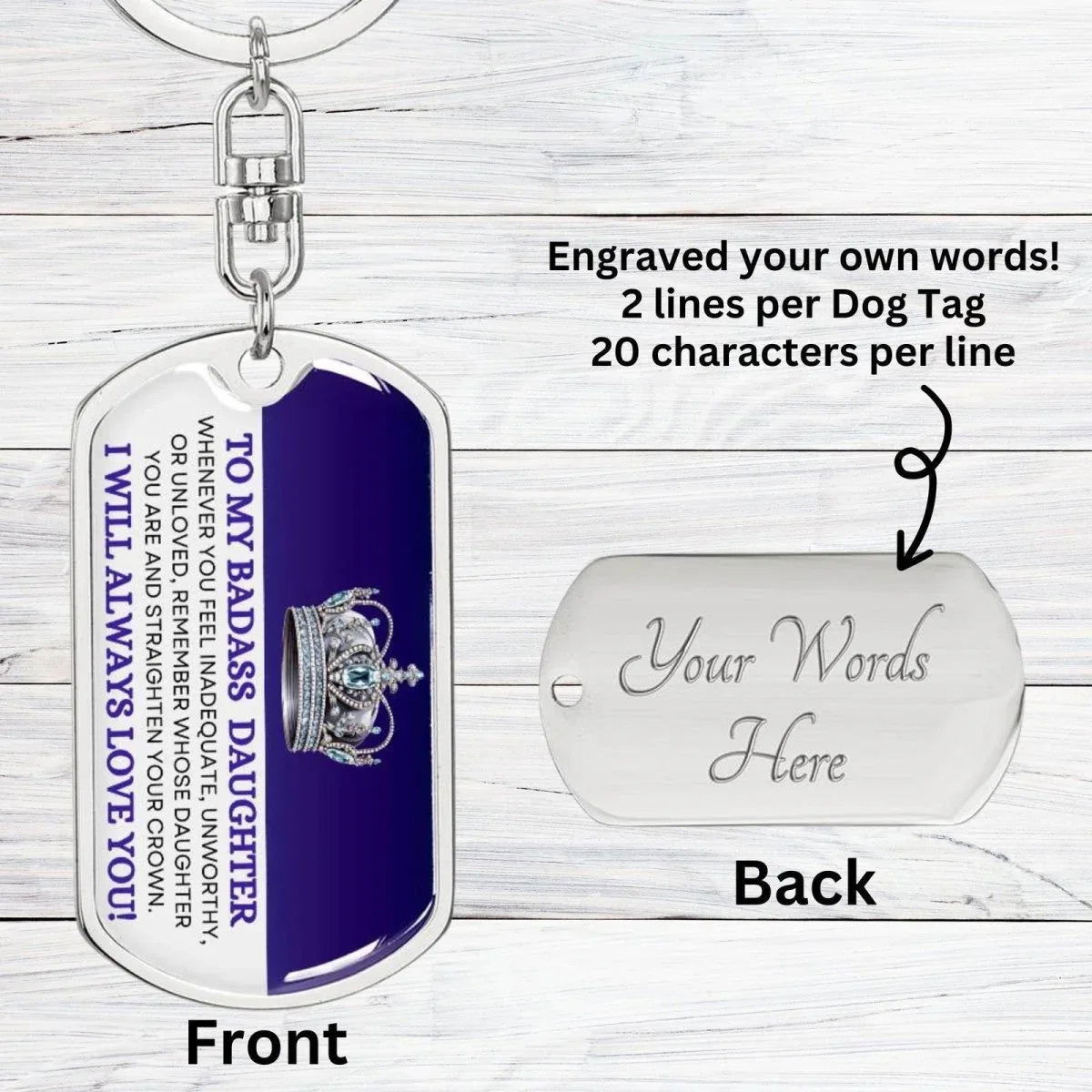 To My Badass Daughter Keychain - Giftinum