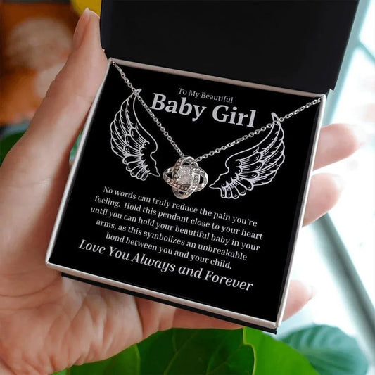 To My Beautiful Baby Girl Love Knot Necklace - No words can - Giftinum