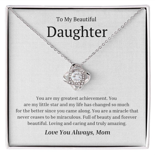 To My Beautiful Daughter Gift From Mom - You are my greatest achievement 14K White Gold Finish / Two-Toned Box Jewelry Giftinum