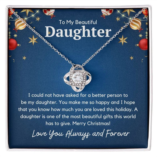 To My Beautiful Daughter Love Knot Necklace - I could not have 14K White Gold Finish / Standard Box Jewelry Giftinum