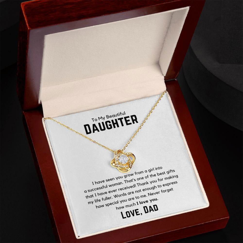 To My Beautiful Daughter Love Knot Necklace - I have seen you grow 14K White Gold Finish / Two-Toned Box Jewelry Giftinum