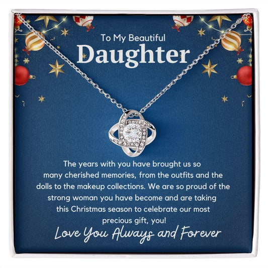 To My Beautiful Daughter Love Knot Necklace - The years with you 14K White Gold Finish / Standard Box Jewelry Giftinum